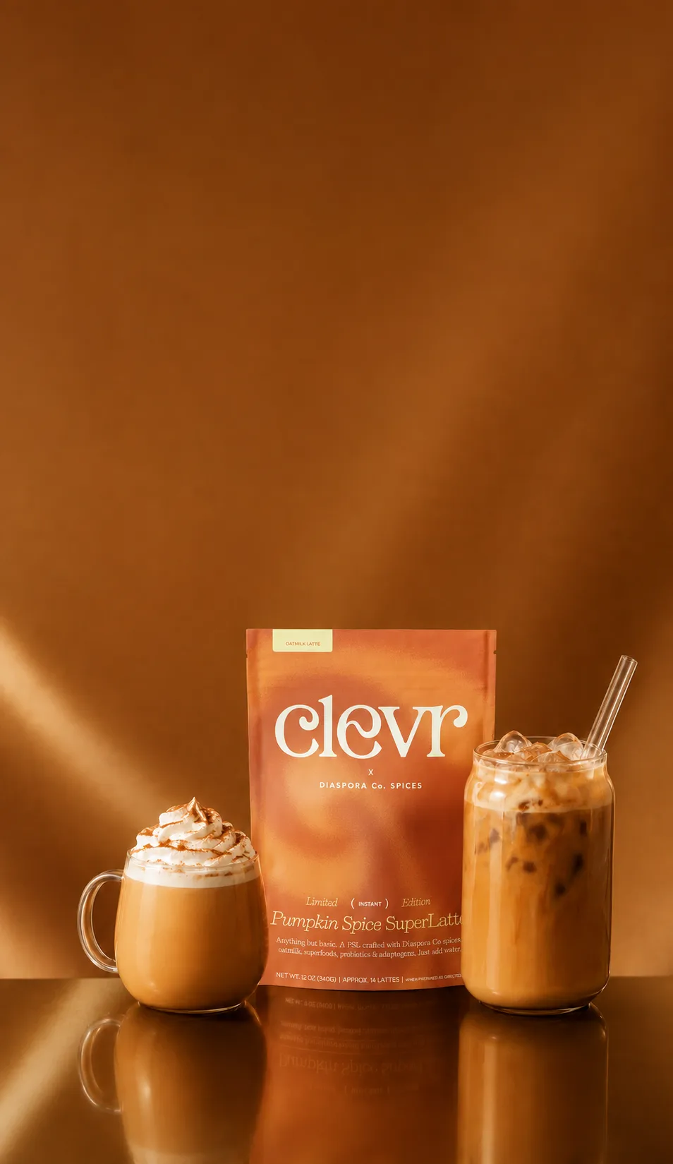 Pumpkin Spice SuperLatte with hot and iced drinks